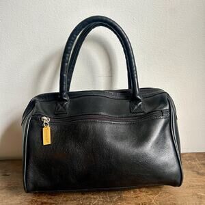 Vintage 90's Black Leather Satchel | 90's Handbag | Tignanello Leather Purse